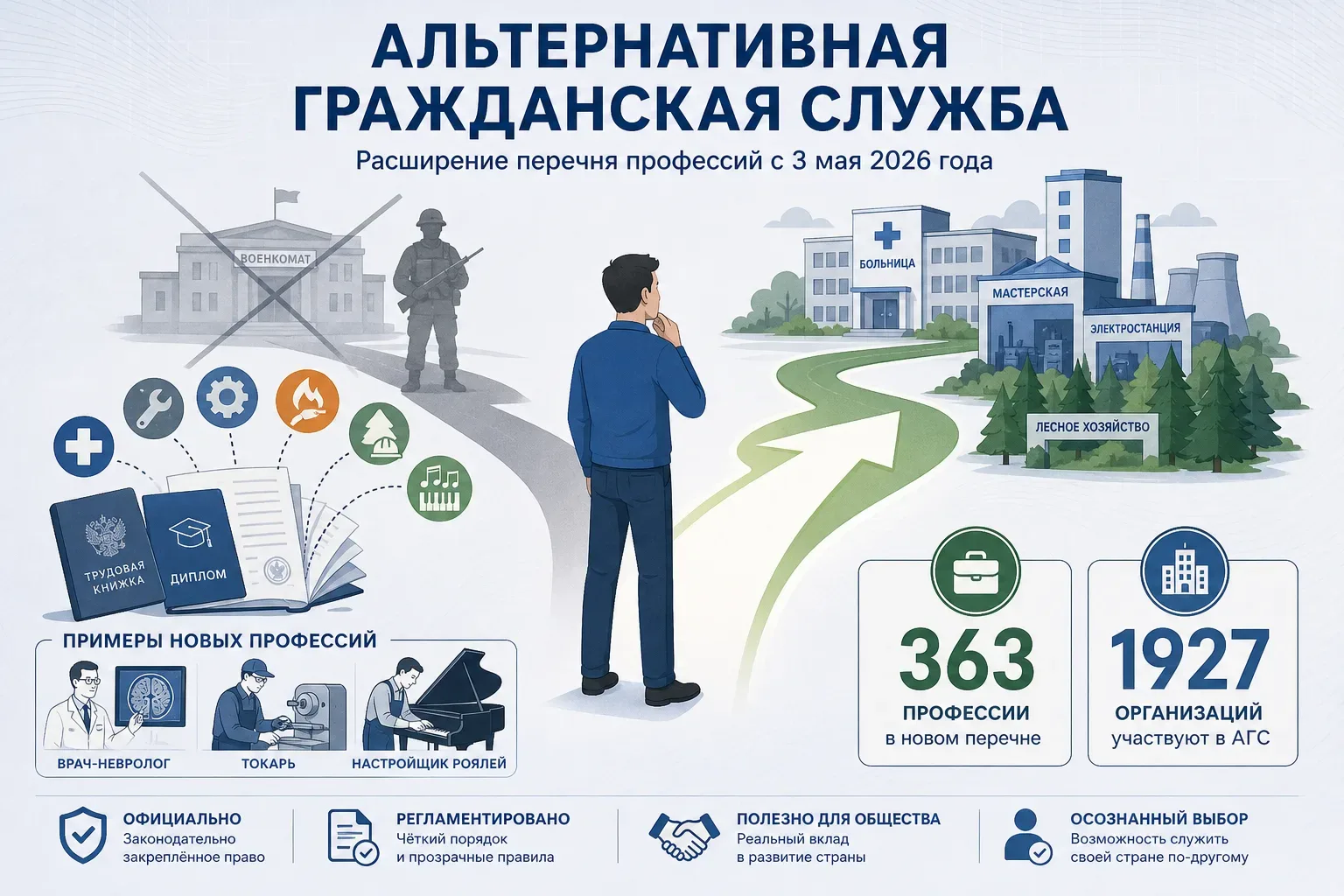 Минтруд расширил список профессий для альтернативной гражданской службы  Ведомство обновило перечень