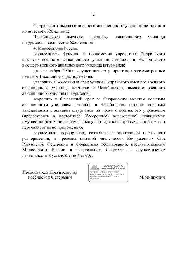Основные положения распоряжения Правительства РФ № 1071-р от 07.05.2026: ✅Сызранское высшее военное 
