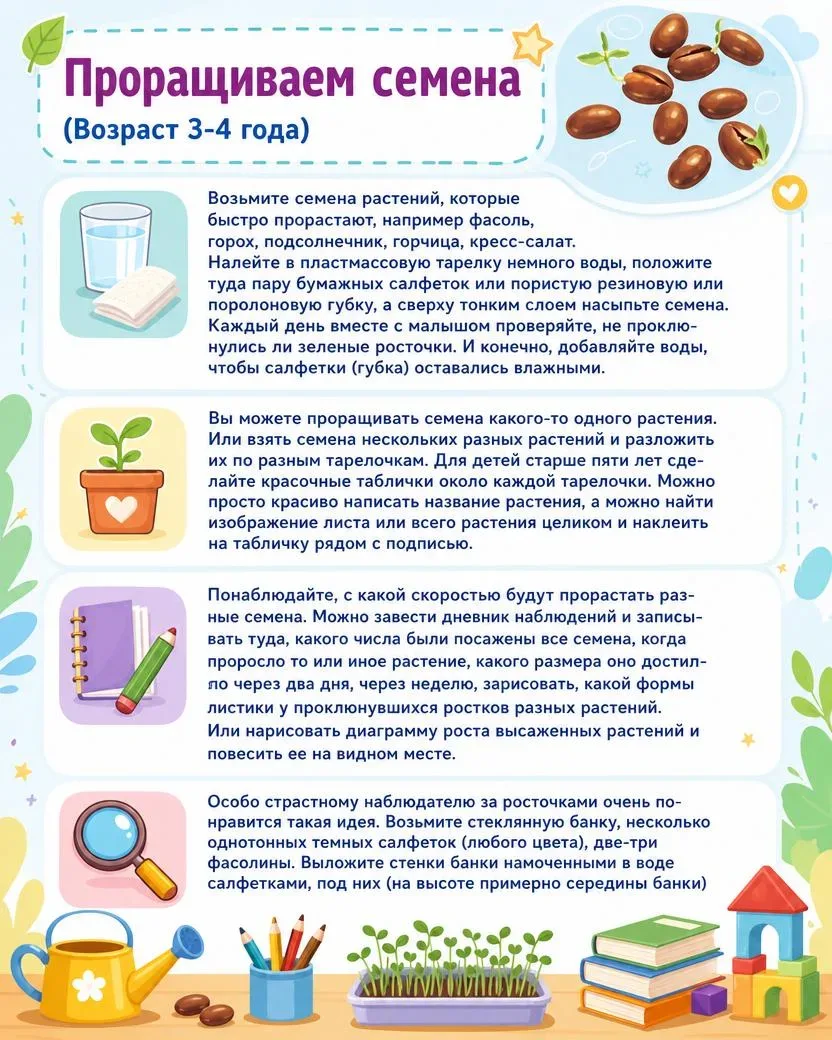 🌱 Как растут растения? Экологические игры для дошкольников  В посте — яркие картинки для занятий, а 