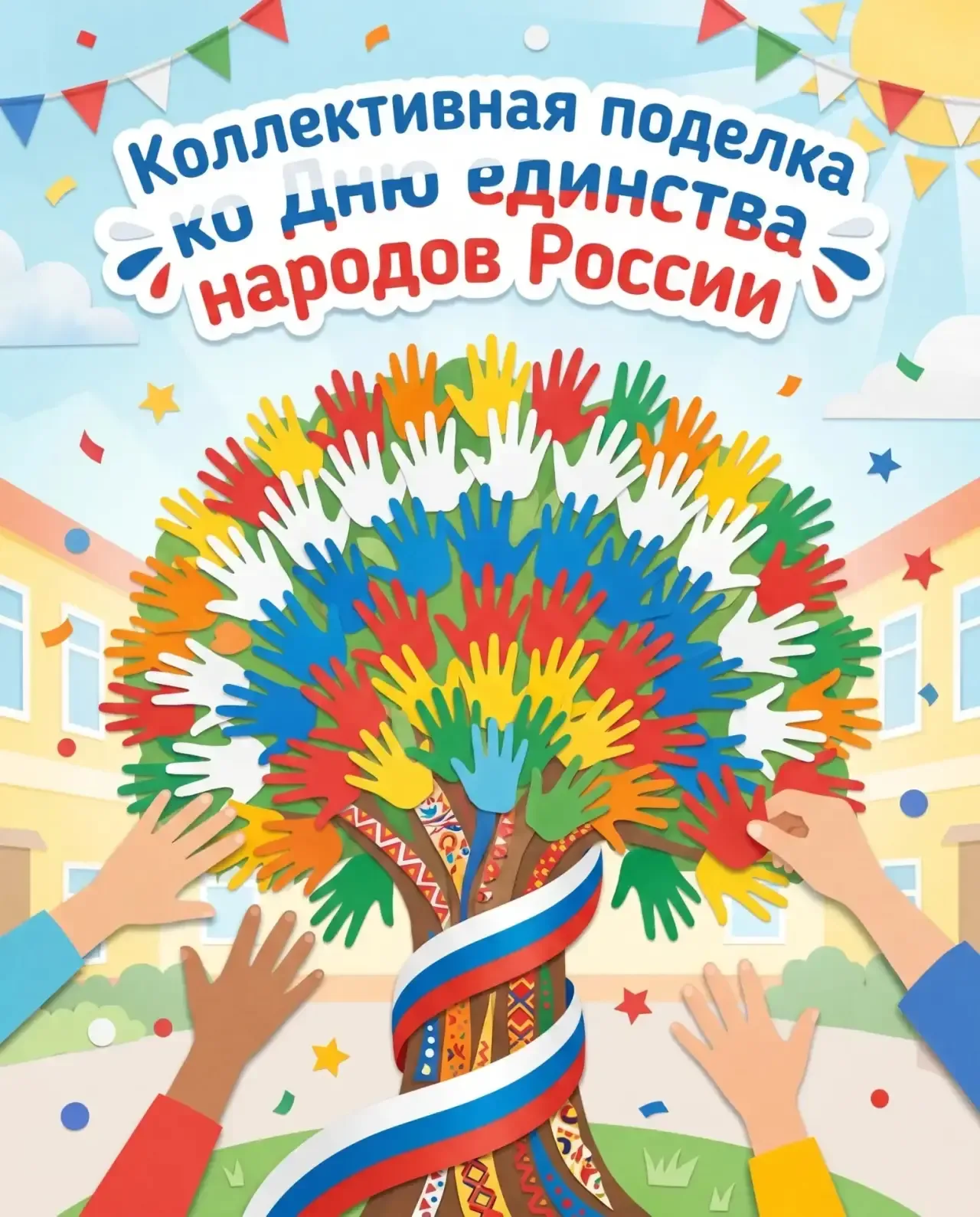 Коллективная поделка к Году единства народов России 🇷🇺🤲  Подготовили яркий материал для совместного 