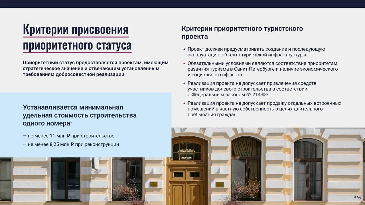 Петербург вводит статус приоритетных туристских проектов для поддержки гостиничного бизнеса  Мера пр