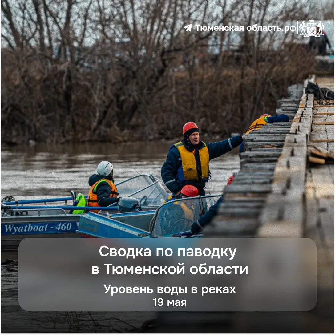 🌊 Последние новости о паводке в Тюменской области  По данным на утро 19 мая, уровень реки Ишим у сел