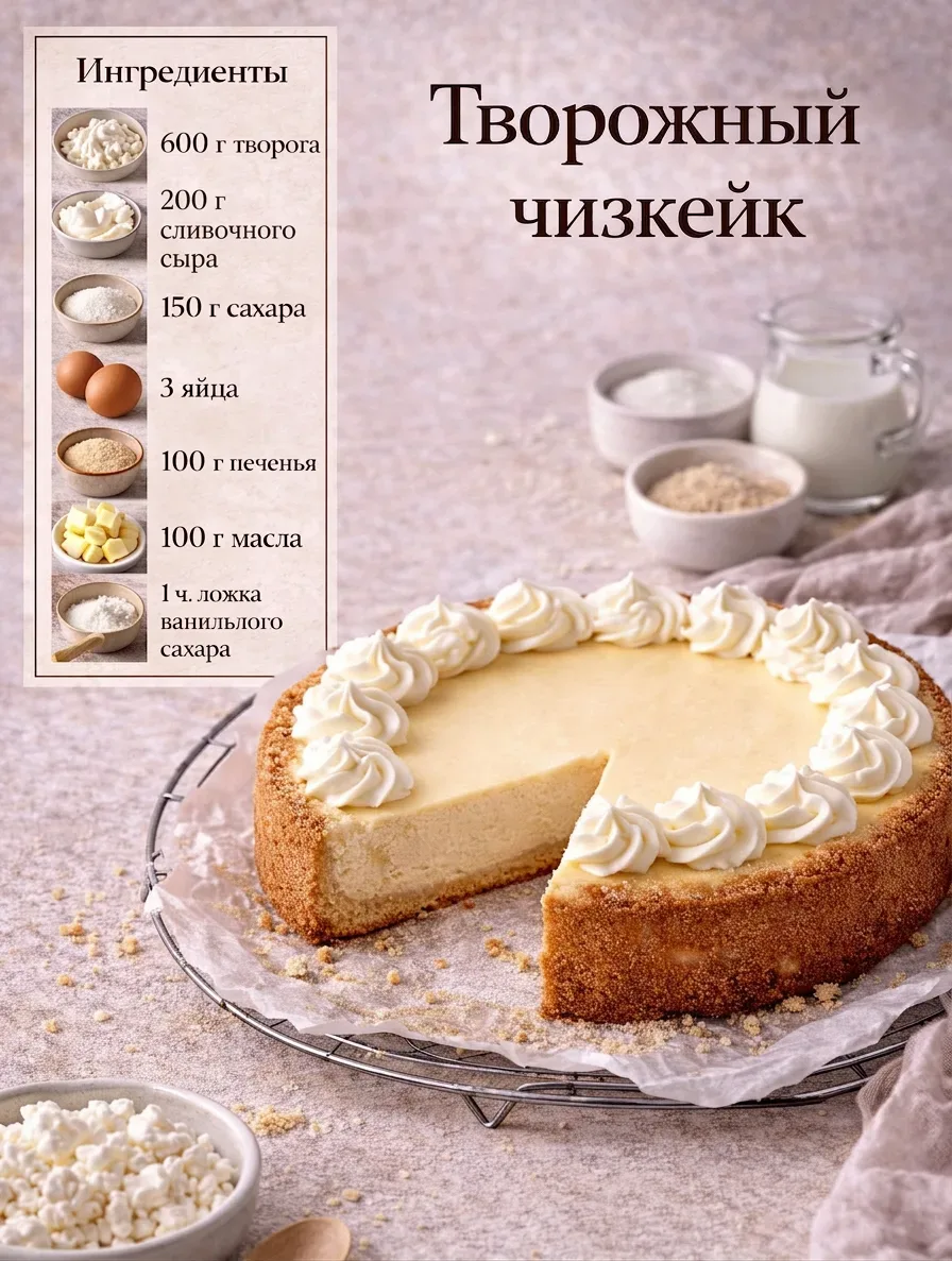 5 ДЕСЕРТОВ ИЗ ТВОРОГА  1. ТВОРОЖНЫЕ БУЛОЧКИ  Ингредиенты: • творог - 250 г • мука - 400 г • сливочно