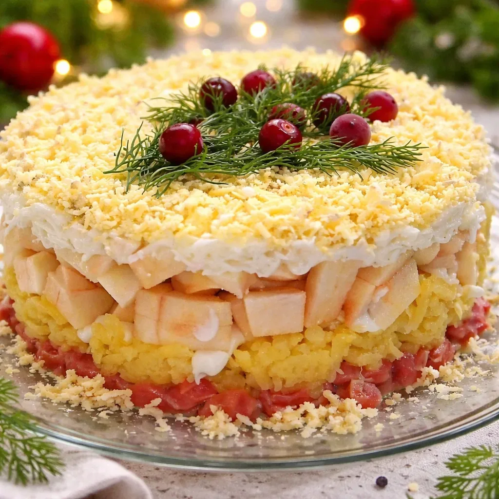 Салат «Принцесса» Слоёный салат с необычным, но сбалансированным вкусом. Сочетание слабосолёной сёмг