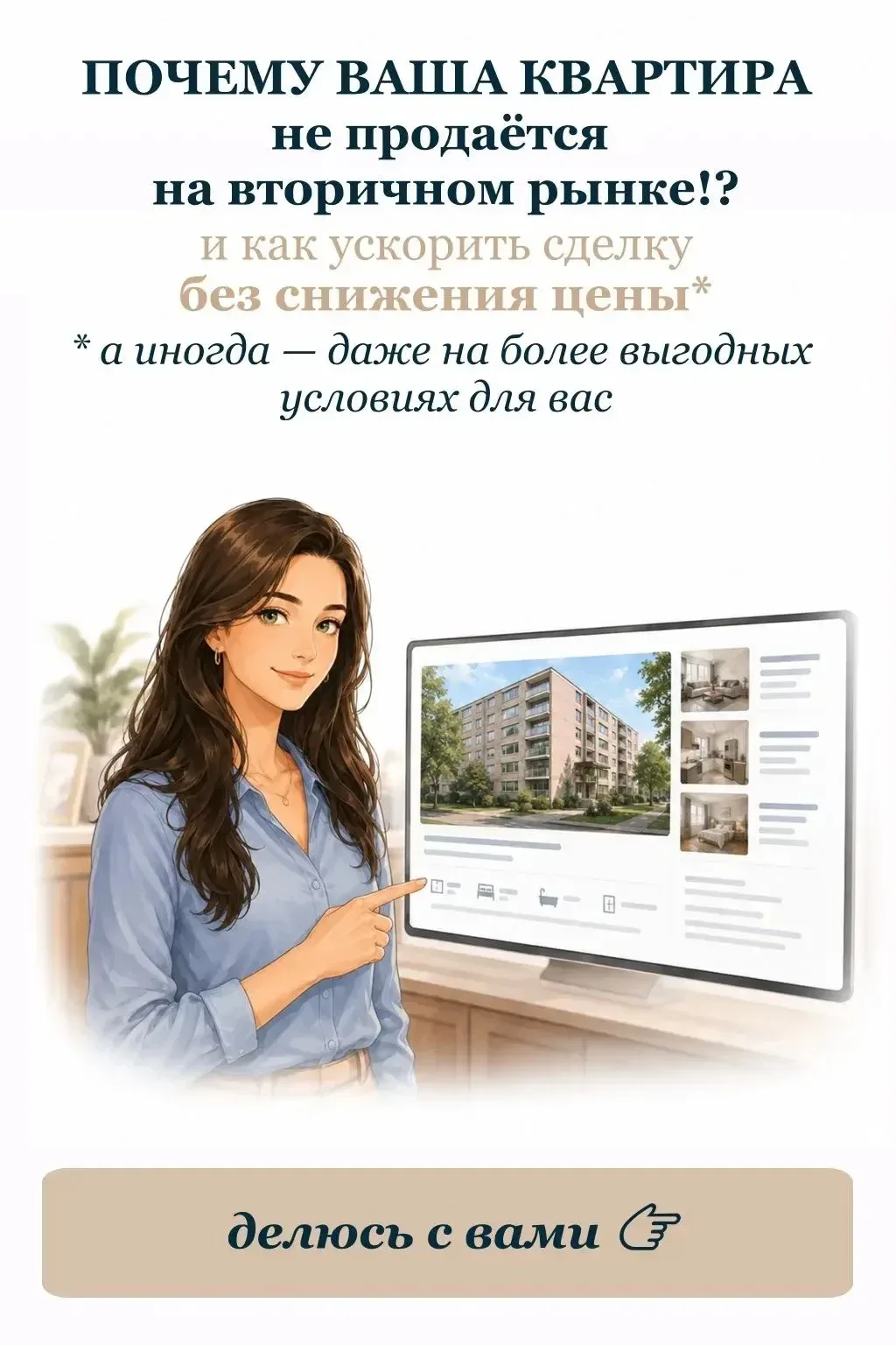 Почему квартира хорошая, а покупателя всё нет? 👀  Вы выкладываете объявление. Первые дни звонки, про