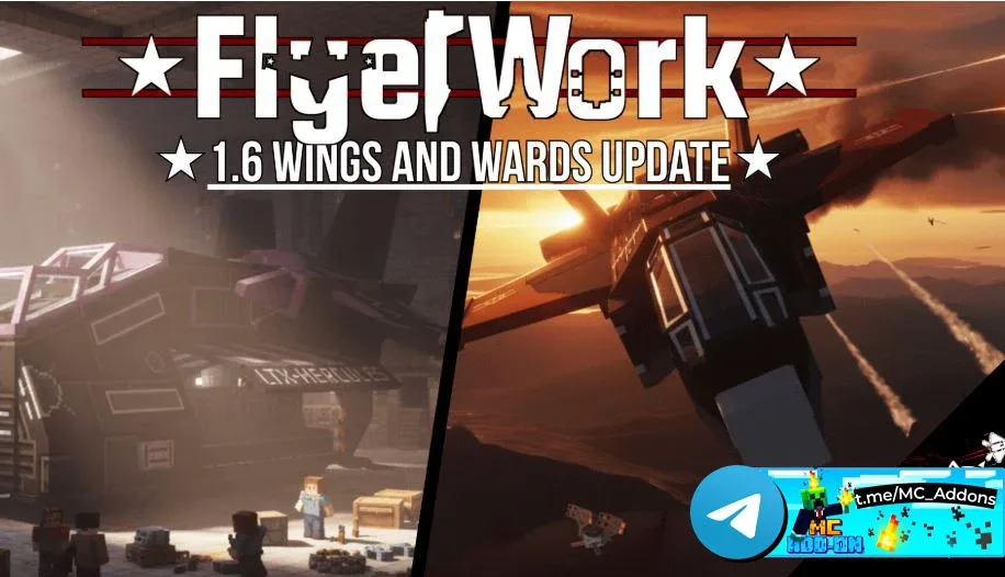 Дополнение FlyerWork Vanilla Aircraft and Plane Addon (1.21)   добавляет разнообразные летательные а
