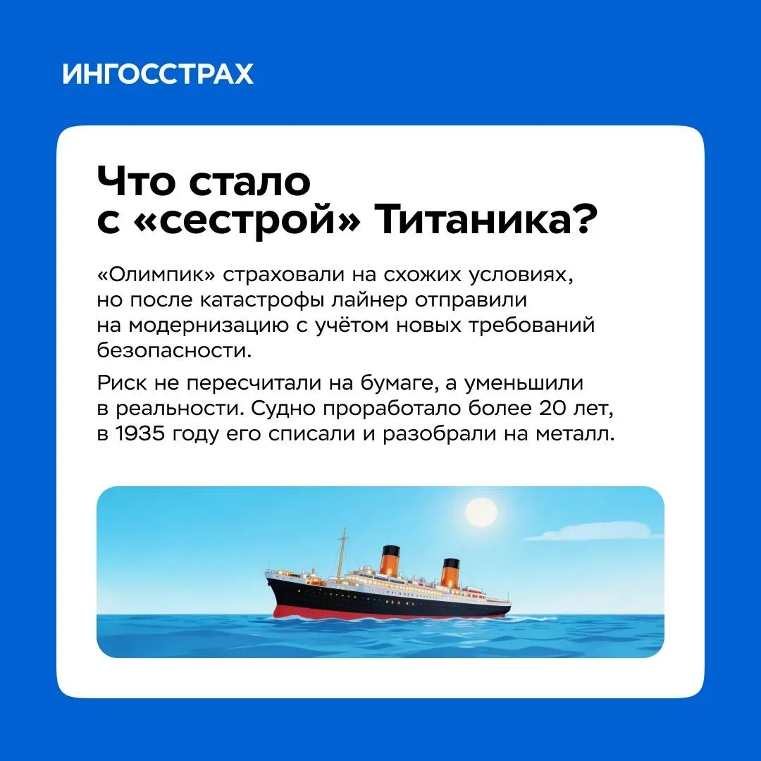 «Титаник» без романтики 🚢  После гибели парохода страховой рынок столкнулся со своим «айсбергом» — к