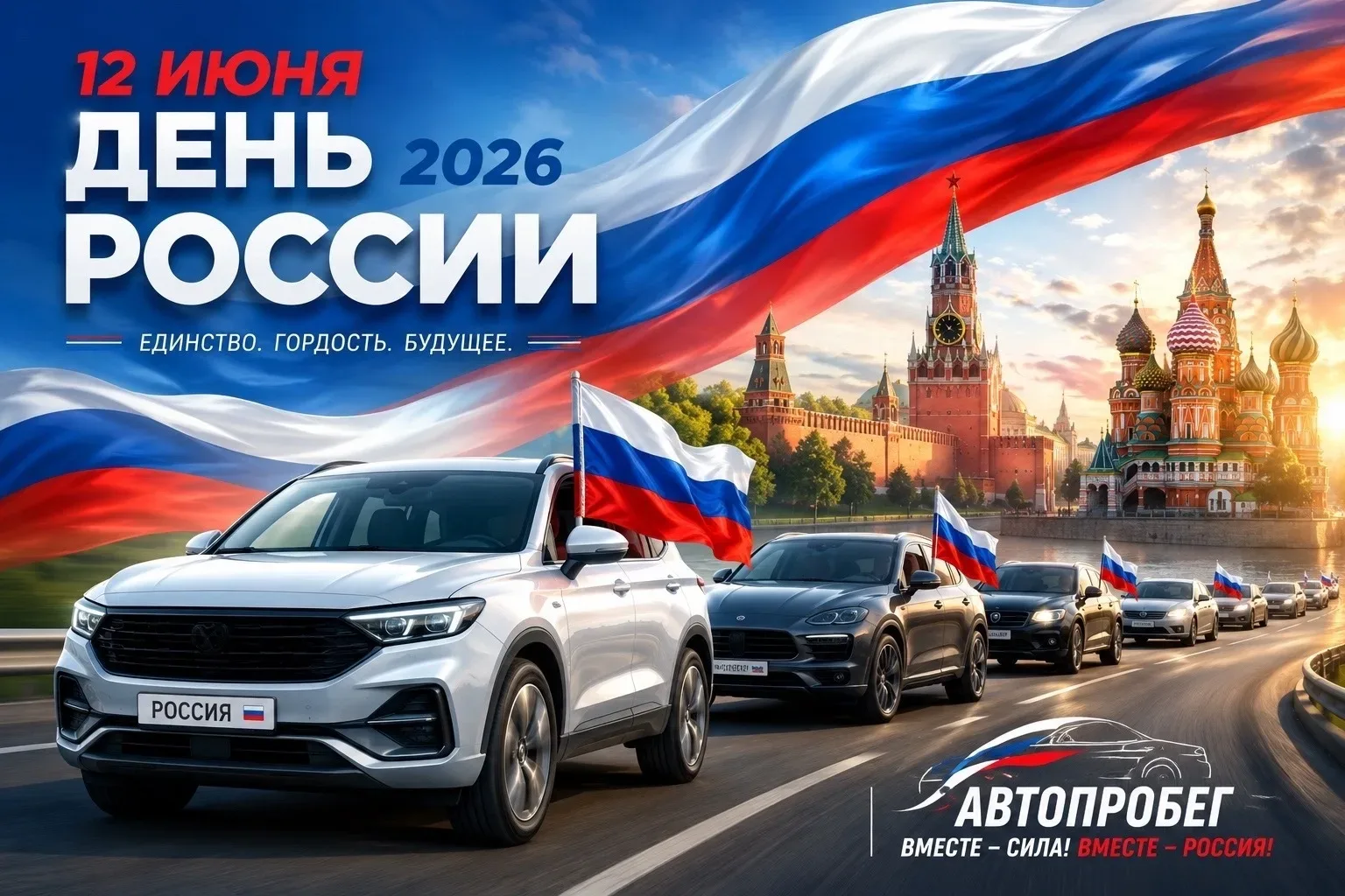 РЕГИСТРАЦИЯ НА АВТОПРОБЕГ, ПОСВЯЩЕННЫЙ ДНЮ РОССИИ, ОБЪЯВЛЯЕТСЯ ОТКРЫТОЙ! 🎉🇷🇺  Меньше, чем через меся