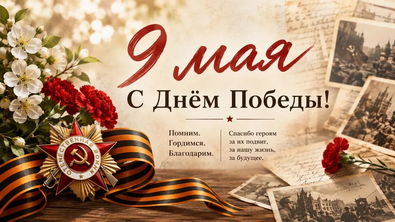 С Днём Победы!  Пусть память о подвиге, мужестве и силе духа живёт в каждом из нас.  Спокойствия, бл