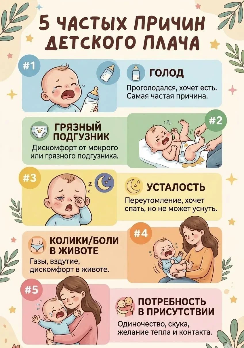 5 частых причин детского плача 😪