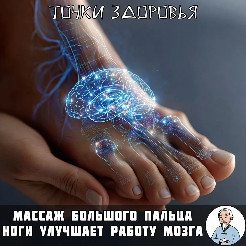 Палец - ключ к ясности мышления  Большой палец ноги — проекция головы и мозга. Его массаж улучшает м