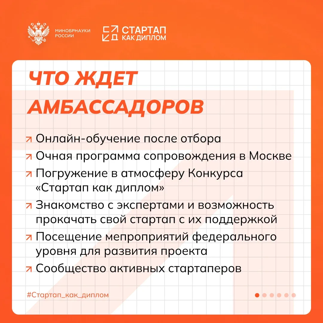 🔥 Старт приема заявок на Программу амбассадоров «Стартап как диплом» Если ты уже развиваешь свой про