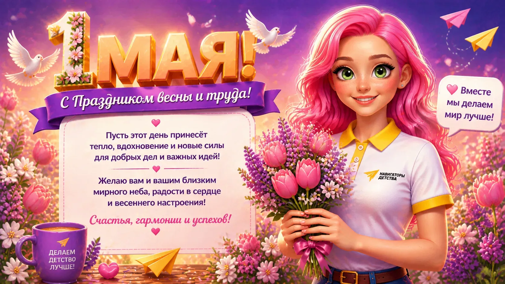 🌷 С 1 Мая! 🌷 Дорогие друзья, коллеги и подписчики! Поздравляю вас с Праздником Весны и Труда! 🌞  Сег
