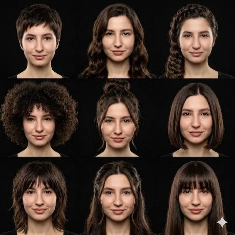 Пробую новую стрижку 💇🏻‍♀️   Попросила ИИ представить, как бы я выглядела с разными стрижками/укладк