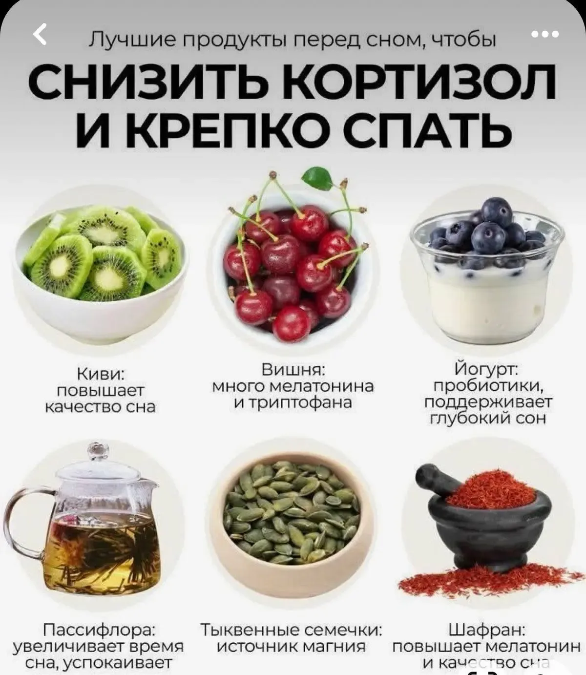 🌙 Продукты перед сном для снижения стресса и крепкого сна  🥝 Киви помогает улучшать качество сна бла