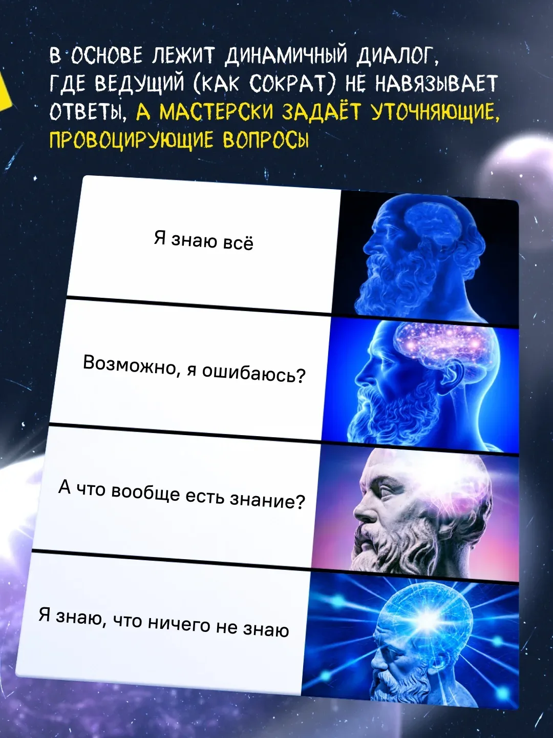 Древнегреческий философ Сократ изобрёл уникальный способ поиска правды через диалог 💭    О том, где 