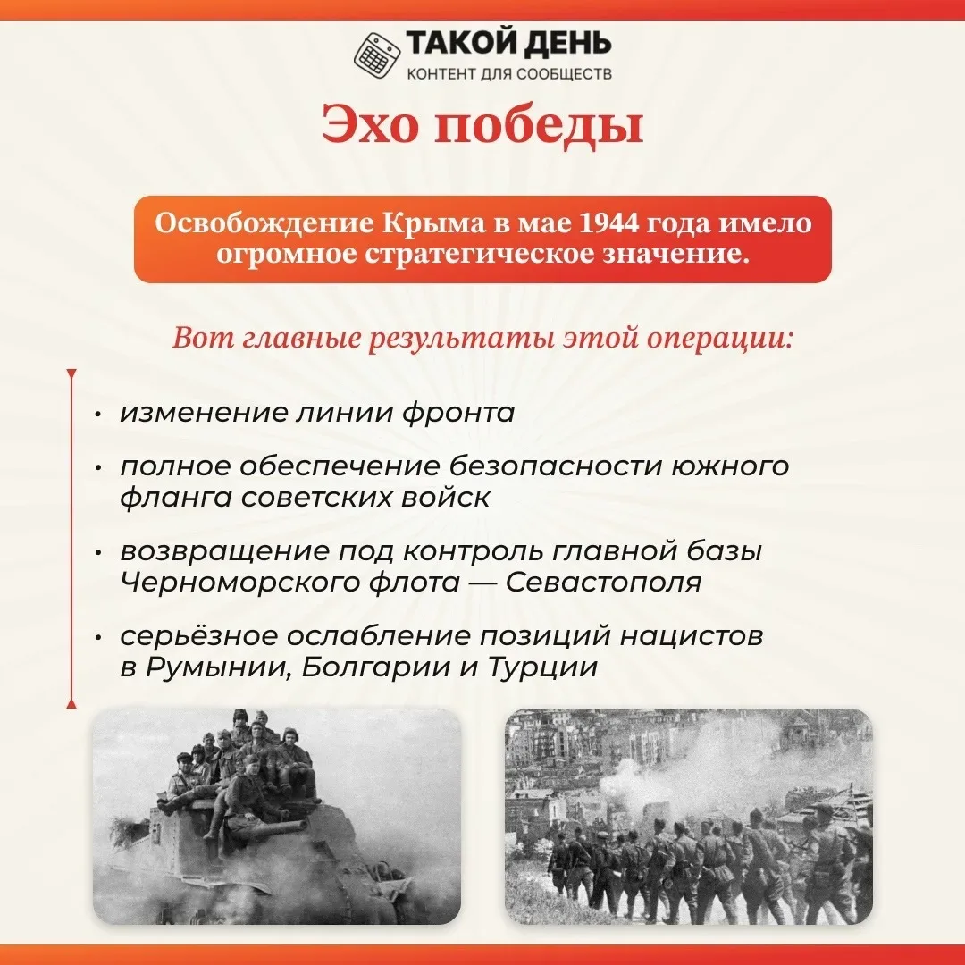 📆 Событие - 12 мая 1944 года - Памятная дата военной истории России: День победного завершения совет