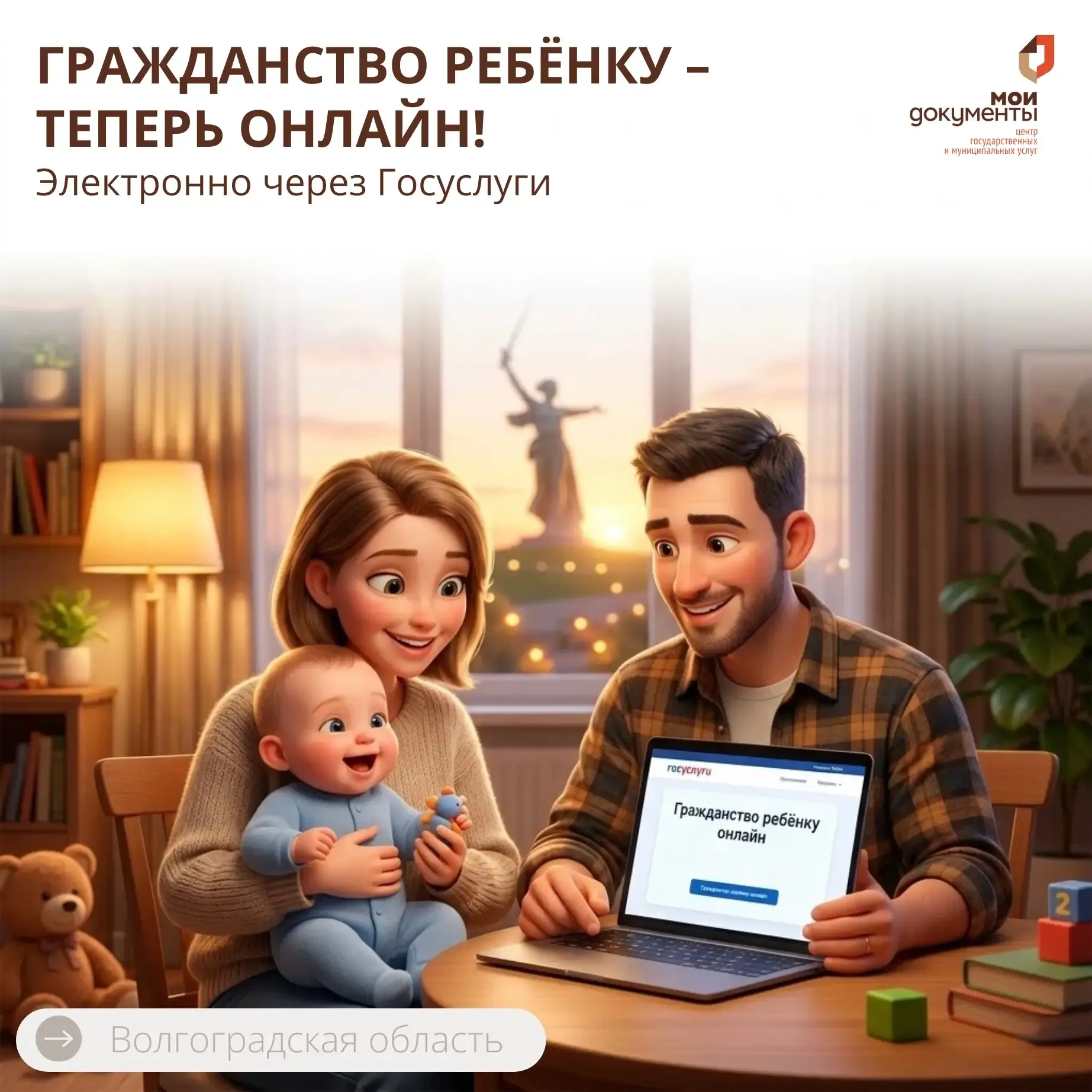 💻 Гражданство ребёнку – теперь онлайн!   С 26 апреля 2026 года подать заявление об оформлении гражда