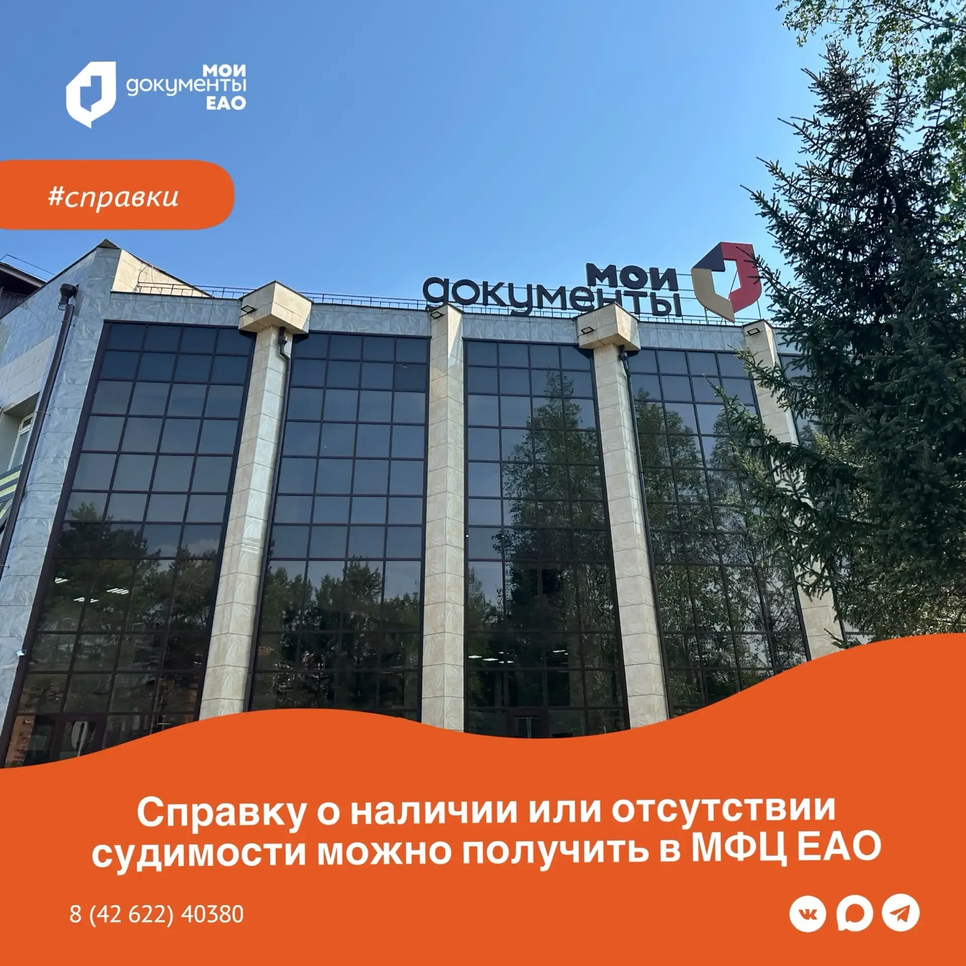 ✅Справку о наличии или отсутствии судимости можно получить в МФЦ ЕАО  Услуга предоставляется бесплат