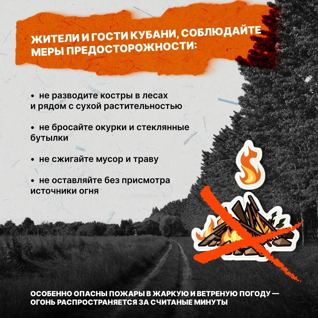 🔥 Одна непотушенная сигарета, костёр или пал сухой травы способны уничтожить гектары леса, хозяйстве