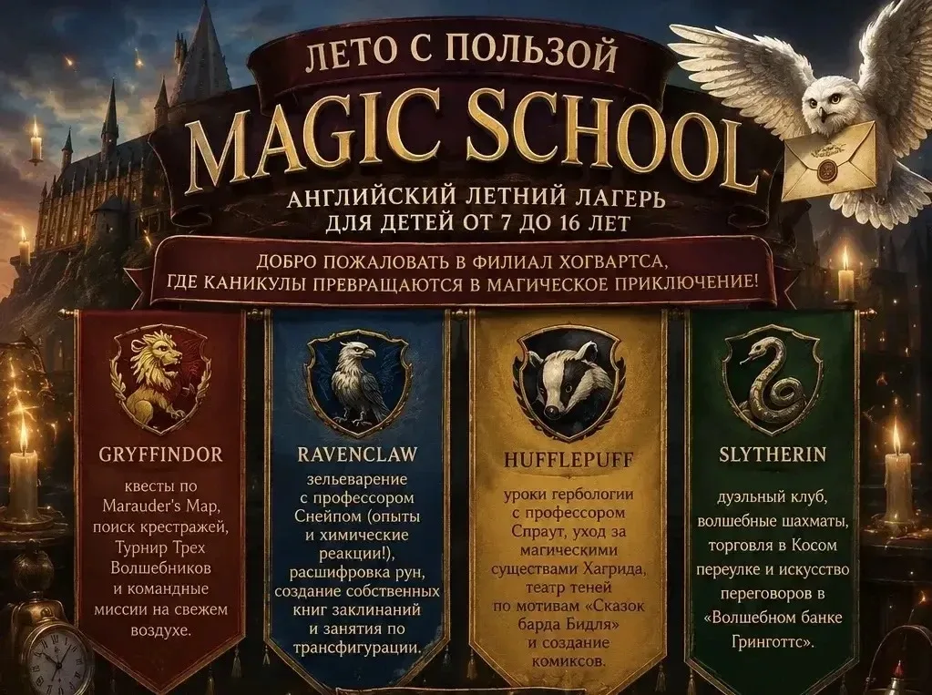 Лето с пользой: Английский в Magic School! ✨🦉Уважаемые родители! Хотите, чтобы ребенок за июнь не за