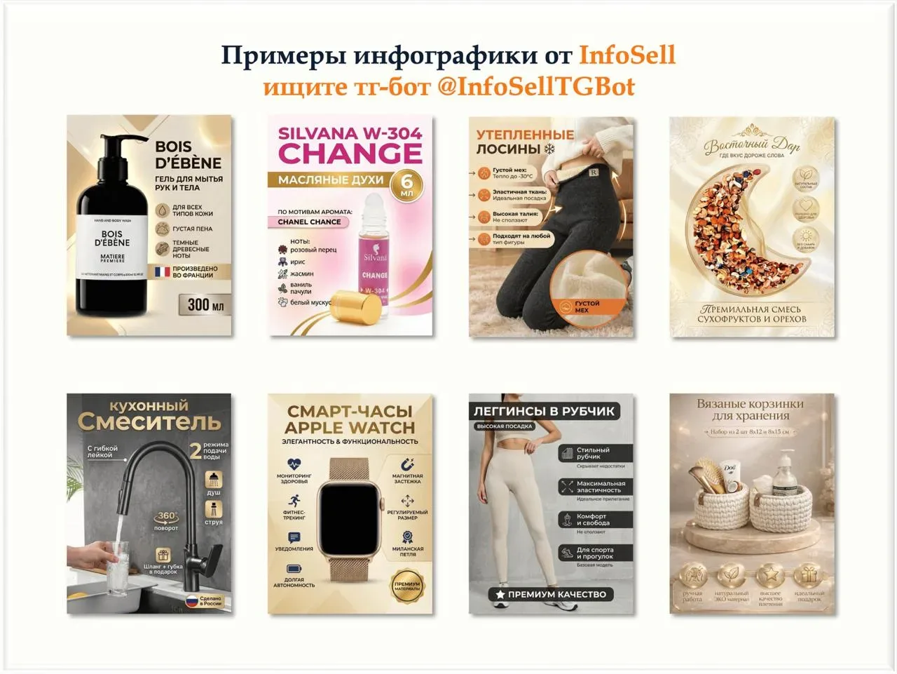 AI-дизайн карточки товара для Ozon/WB/Я.Маркет @InfoSellTGBot 2 модели генерации на выбор!  ВСЁ ДЛЯ 