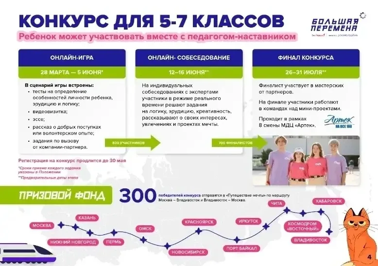 "Большая перемена"✨🚀 Цель Конкурса – выявление и формирование сообщества школьников и студентов с ак