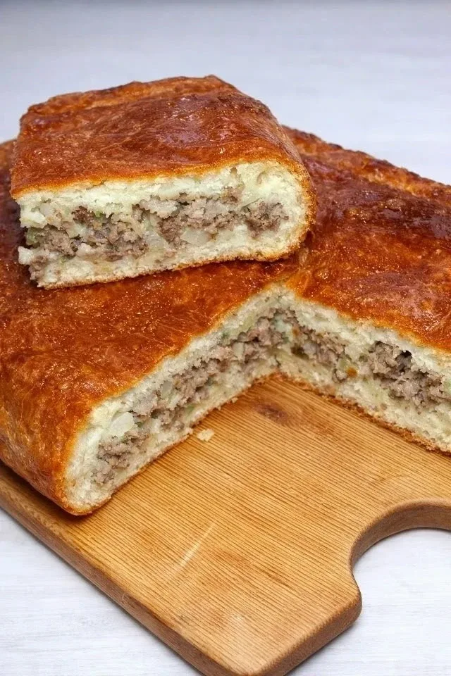 Пирог с мясом «Быстрый и легкий»  Отличный рецепт в котором нет ничего сложного, а получаем вкусняти