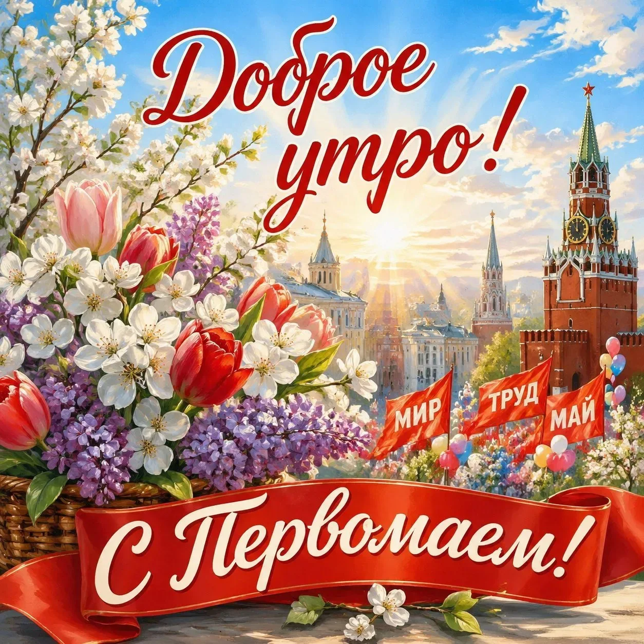 🌿 Доброе утро, школьное сообщество МБОУ СОШ 15📚С Первомаем, друзья! ☀️Пусть этот день подарит лёгкос