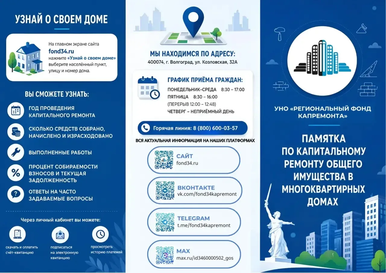 Памятка по капитальному ремонту многоквартирных домов  🔹 Где узнать информацию о своём доме и список