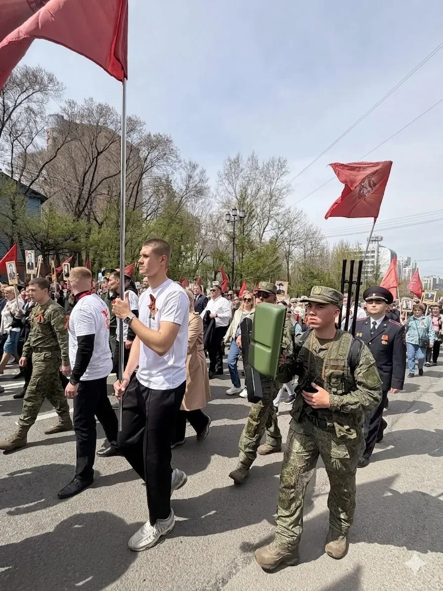 🎖️🇷🇺 Память в наших сердцах: ученики 7-х классов на «Бессмертном полку»  ❤️ Сегодня, 9️⃣ мая, наши с