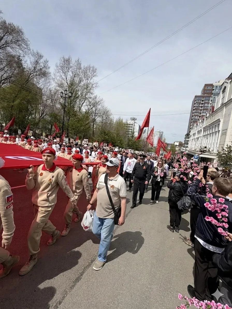🎖️🇷🇺 Память в наших сердцах: ученики 7-х классов на «Бессмертном полку»  ❤️ Сегодня, 9️⃣ мая, наши с