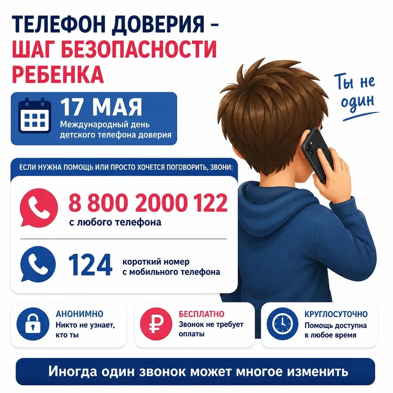 ☎️ Иногда человеку нужен не совет. Нужно, чтобы его просто выслушали.  17 мая отмечается Международн