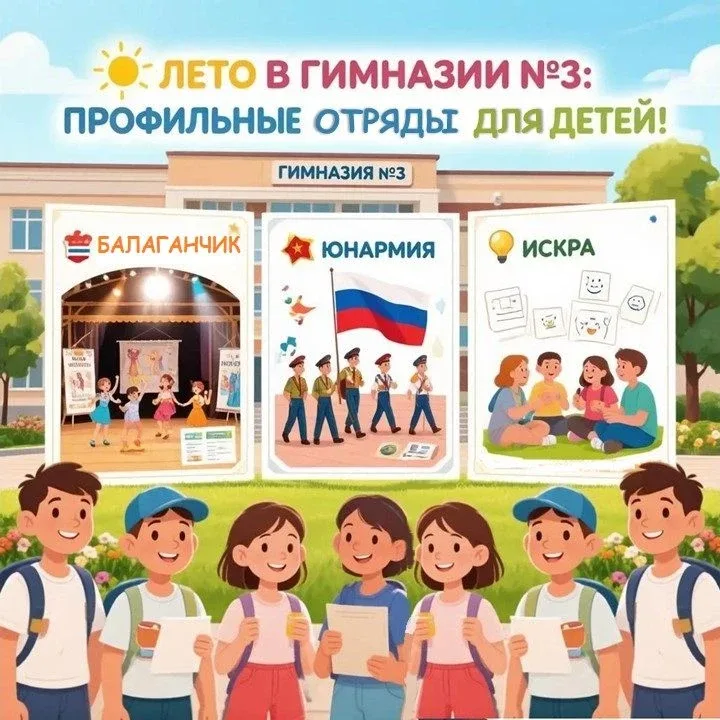 🌞 Лето в гимназии №3: профильные отряды для ваших детей!  Уважаемые родители!  Лето — время не тольк