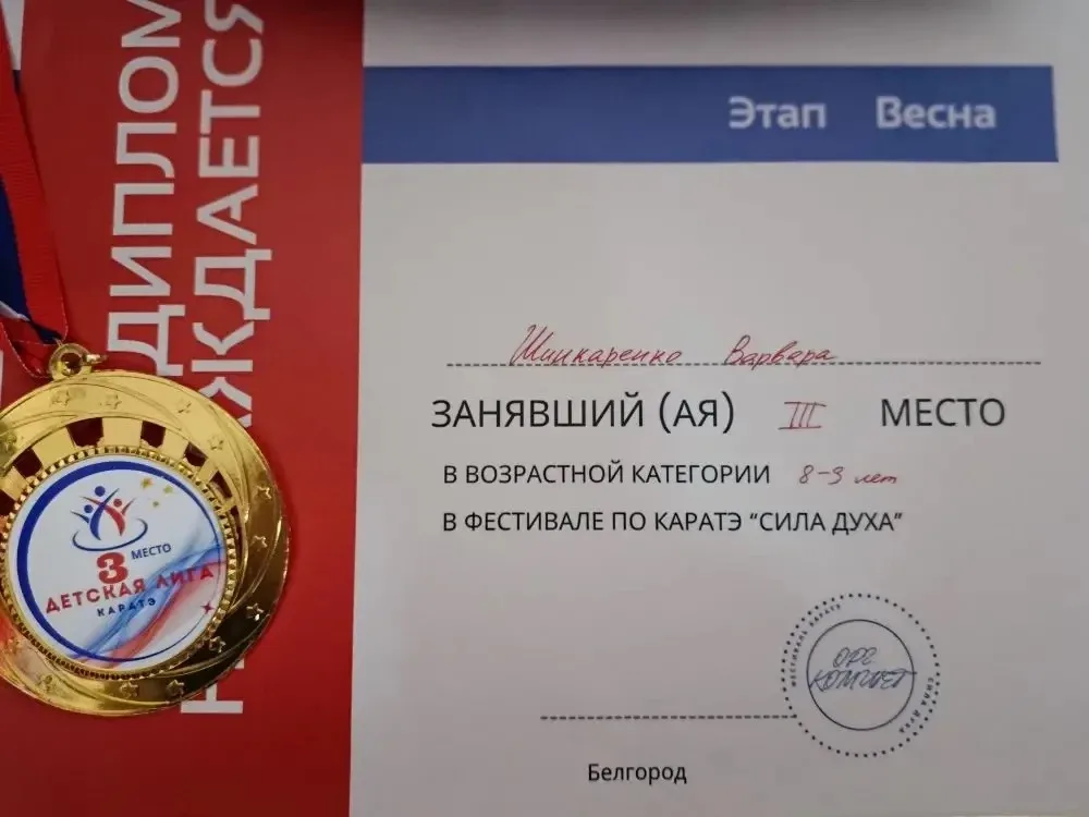 Поздравляем ученицу 2 «А»  класса, Шинкаренко Варвару,  с достойным выступлением на фестивале каратэ