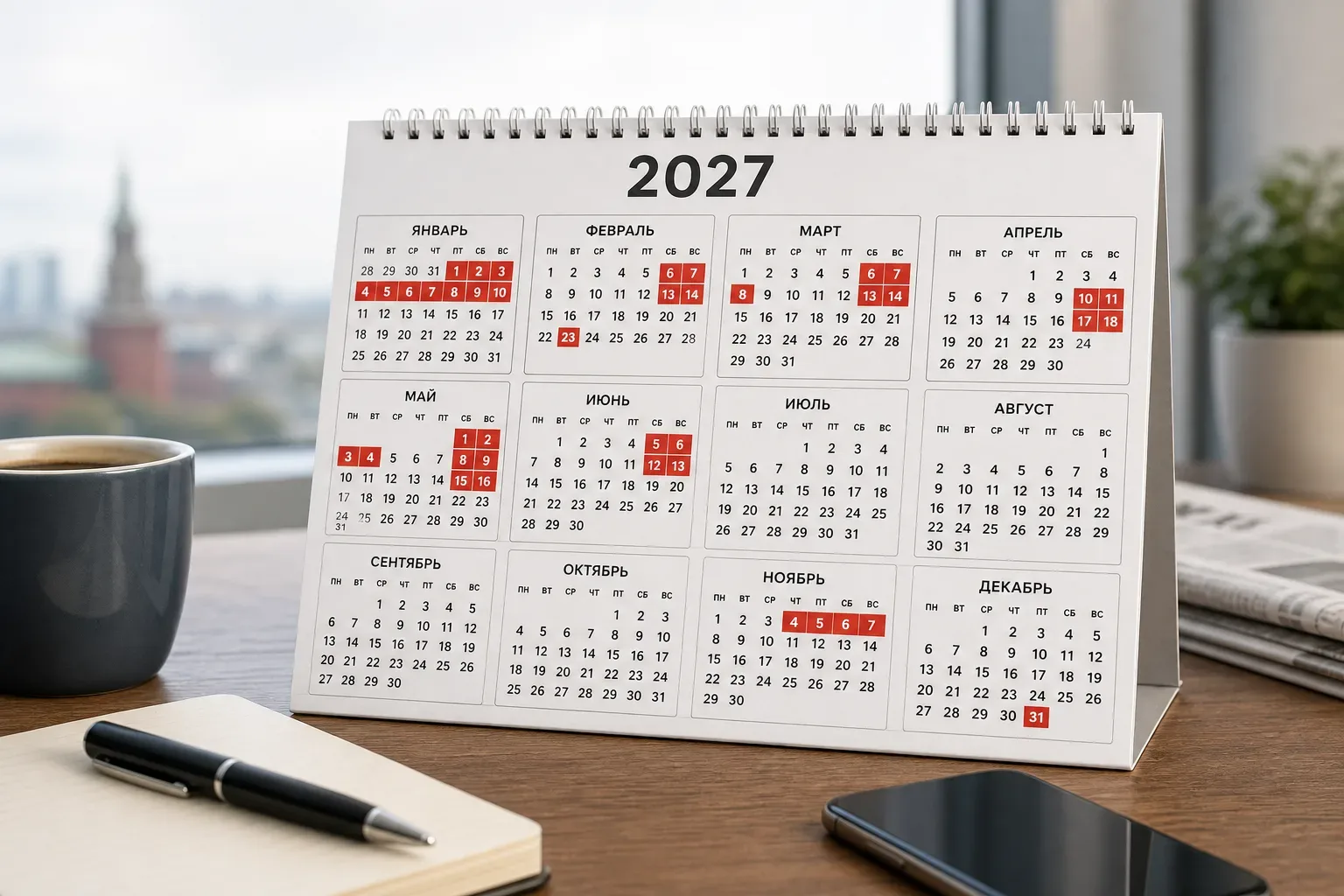 🗓Когда отдыхать в 2027 году  Минтруд опубликовал проект графика праздничных и выходных дней на 2027 