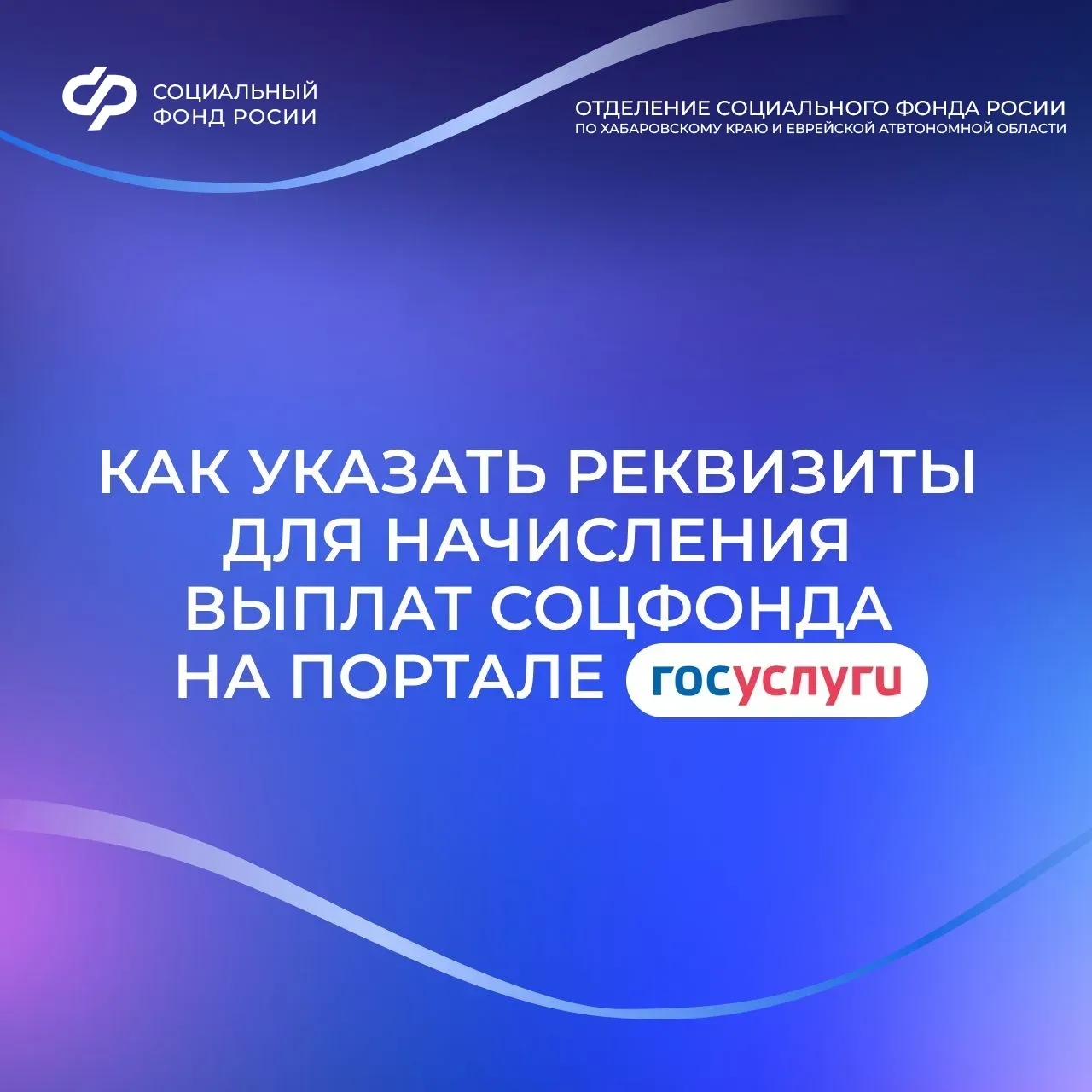 Указание реквизитов счета на портале госуслуг  🫶 Отделение СФР по Хабаровскому краю и ЕАО назначает 