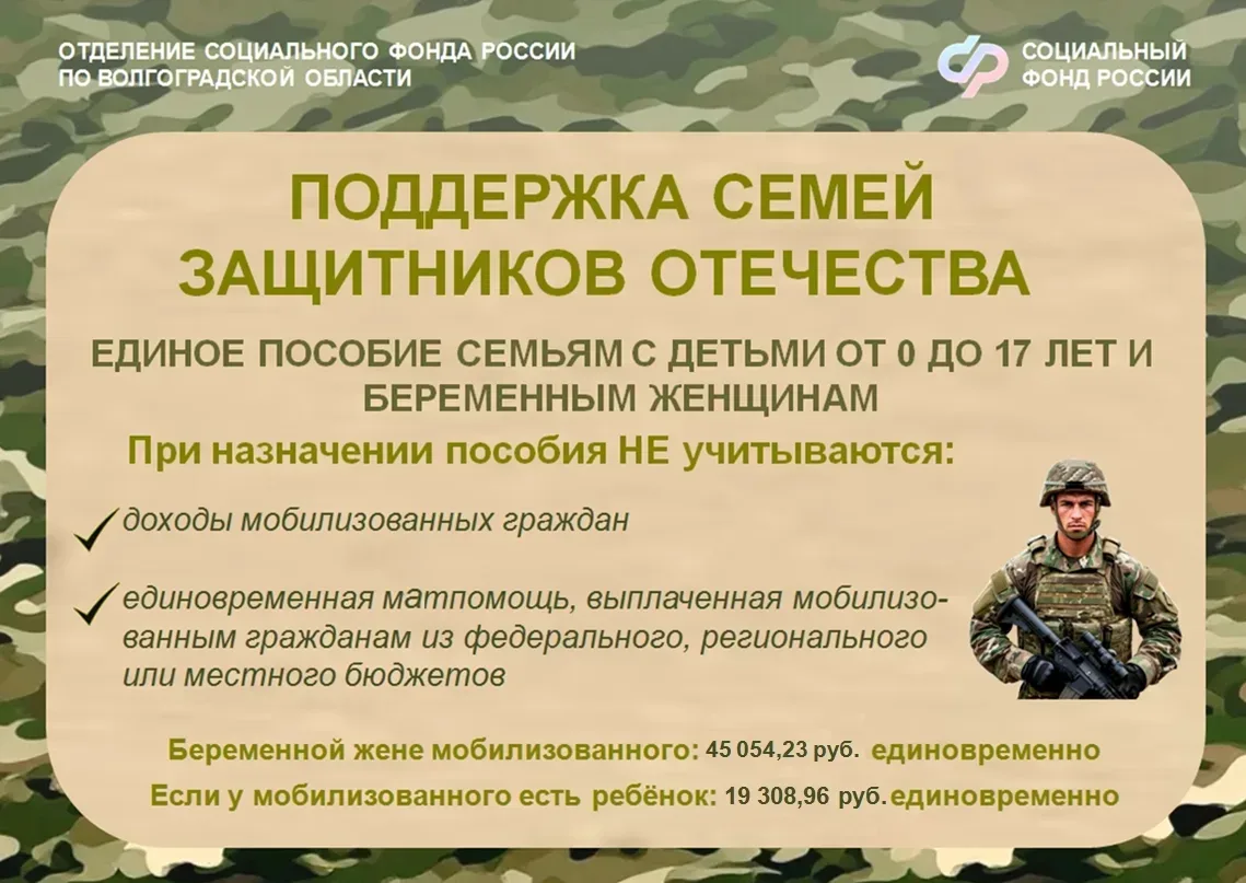 Какие меры поддержки получают волгоградцы- участники СВО от регионального Отделения СФР   Социальный