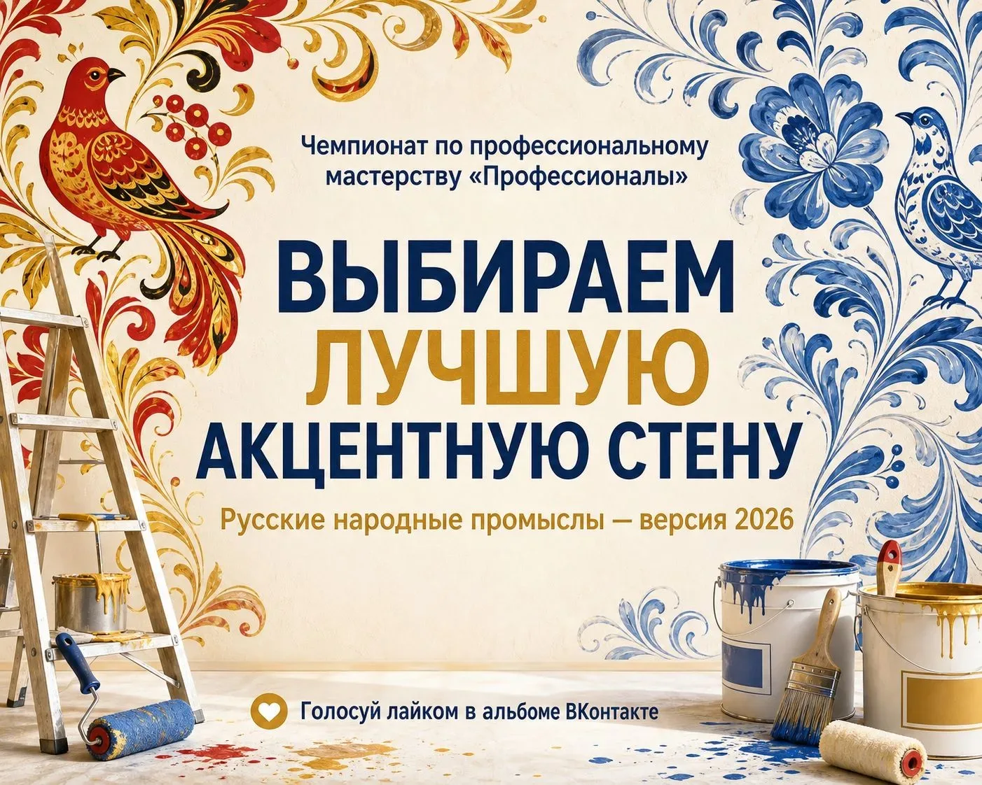 ✨ Выбираем лучшую акцентную стену на тему «Русские народные промыслы» — Голосуем за наших девочек! ✨