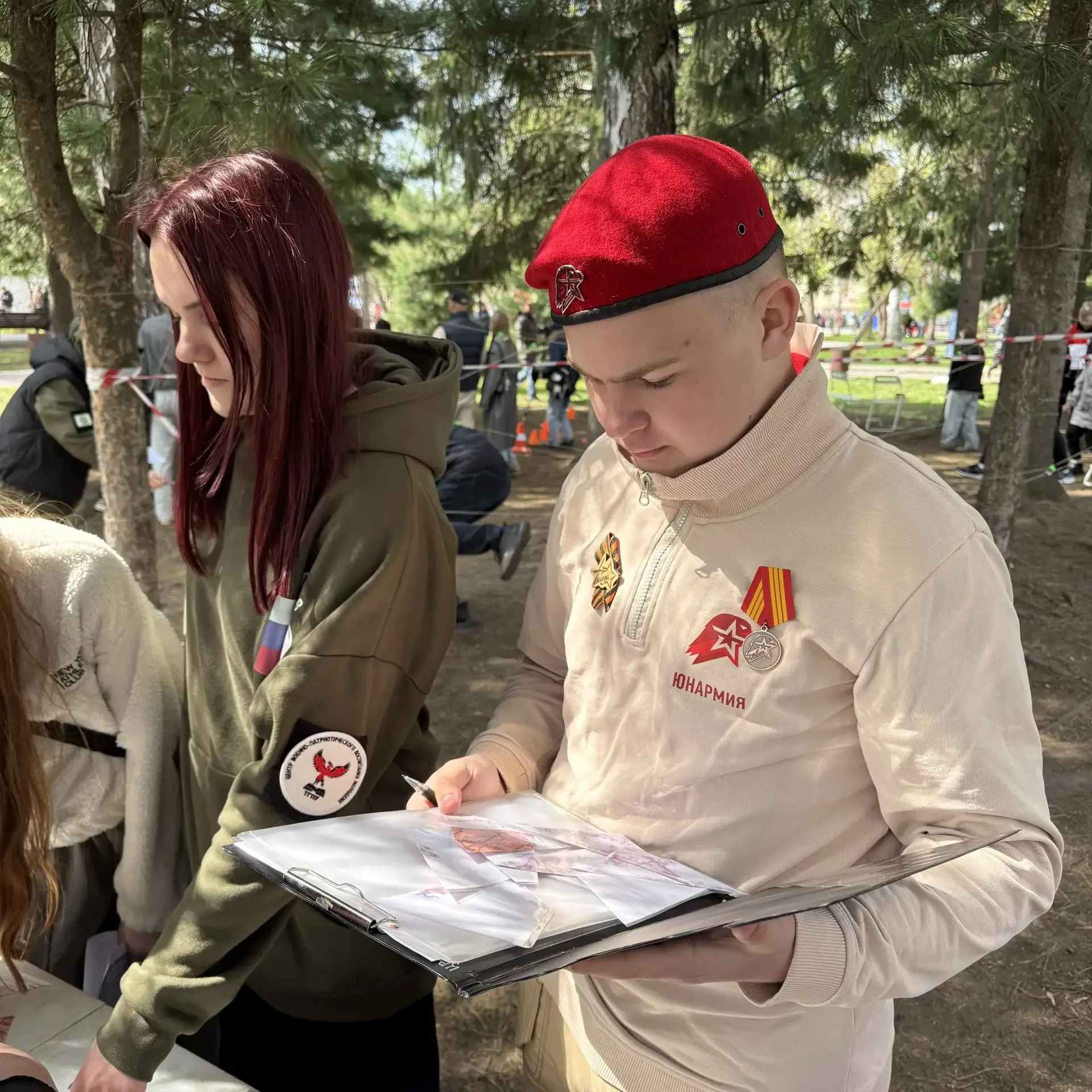Юнармейцы, «Движение Первых» и ТГПУ отметили День Победы на площади Новособорная  Юнармейский отряд 