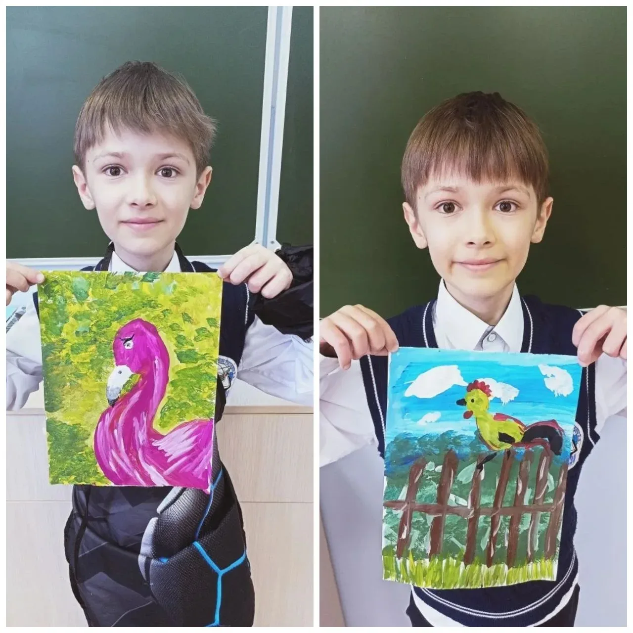 🎨 В «Волшебной акварели» (руководитель кружка Е.В. Корнеева) дети научились рисовать птиц - экзотиче