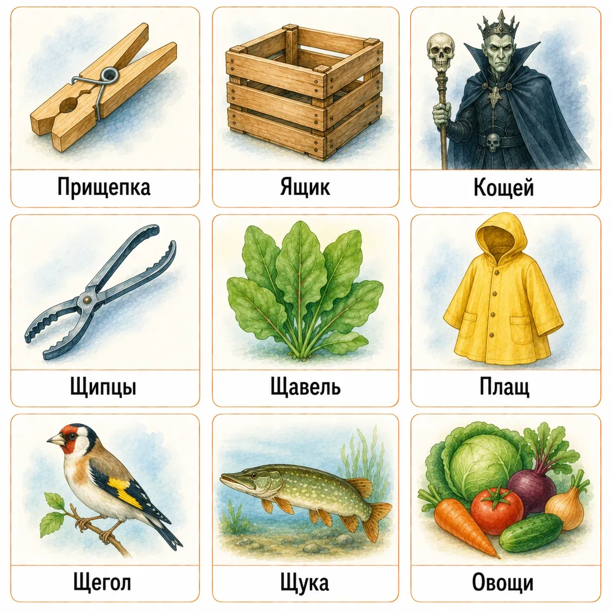 Карточки на отработку звука Щ.                                                                      