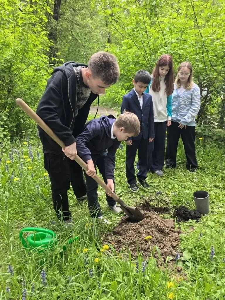 Сегодня ученики 4А и 4Б классов приняли участие в Международной акции «Сад памяти». 🇷🇺🌳 Ребята высад