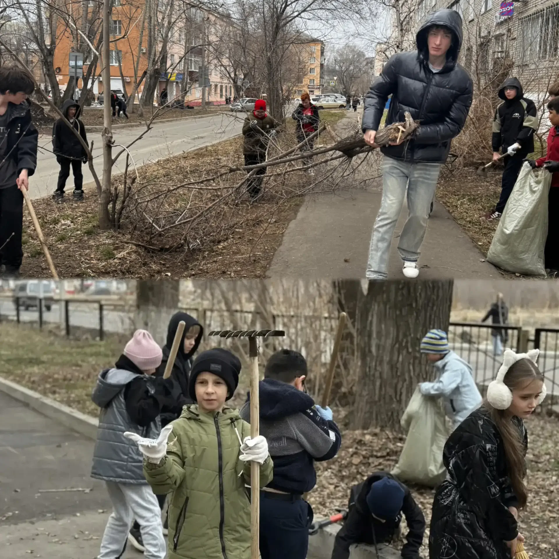 ✅ 30 апреля тысячи комсомольчан вышли на общекраевой субботник. 🍃   Учащиеся и педагоги Центра образ