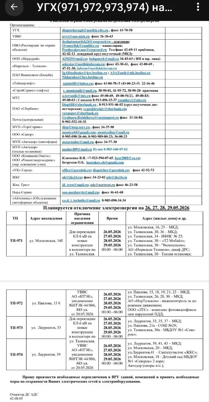 📢💡Изучаем два новых уведомления о ночных отключения электроэнергии   26,27,28,29 и 30 мая  Дат и вре