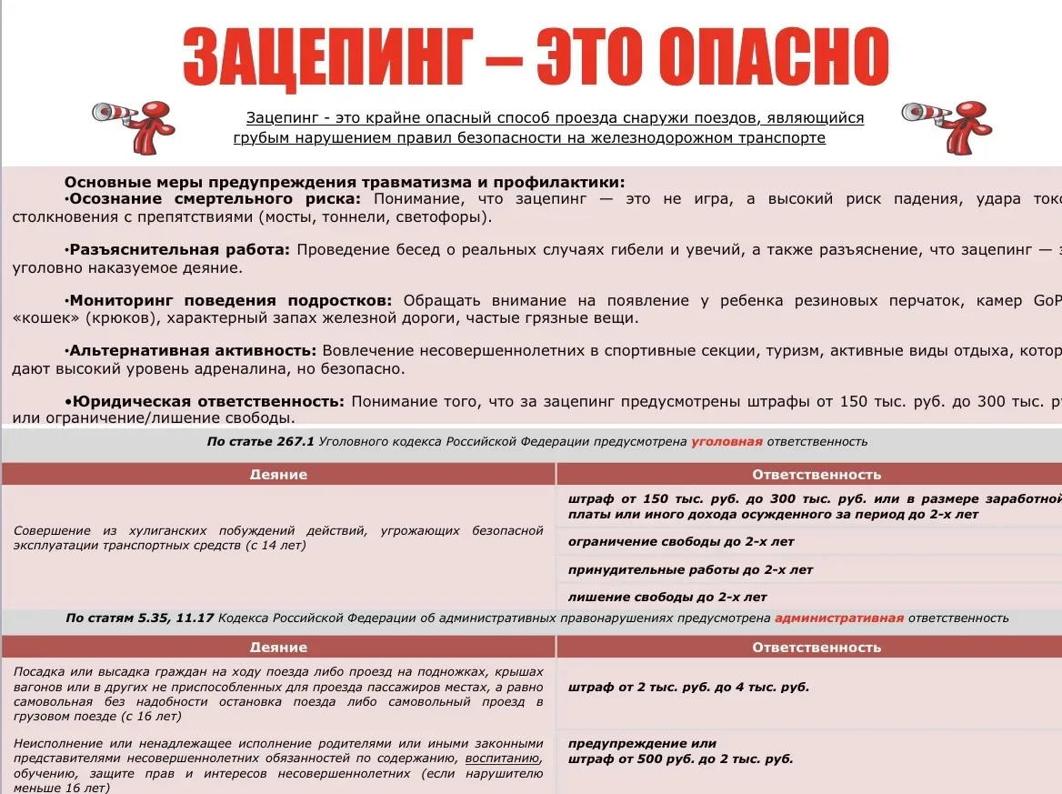 ❗️Памятка по безопасности на железной дороге и объектах железнодорожного транспорта.