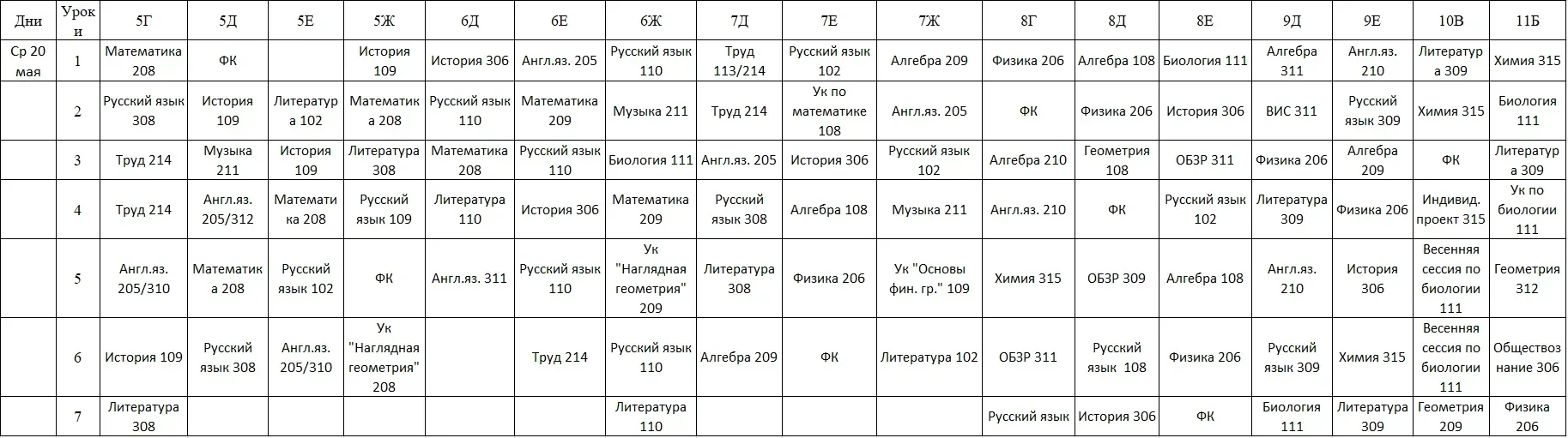 Расписание на 20.05.2026 🛩