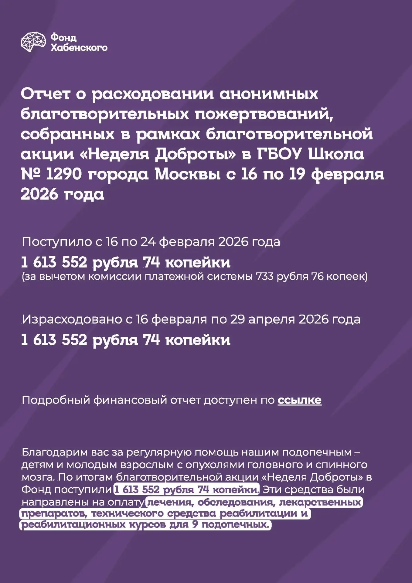 💜 Добрые дела продолжаются  Фонд Константина Хабенского направил в адрес нашей школы коммуникационны