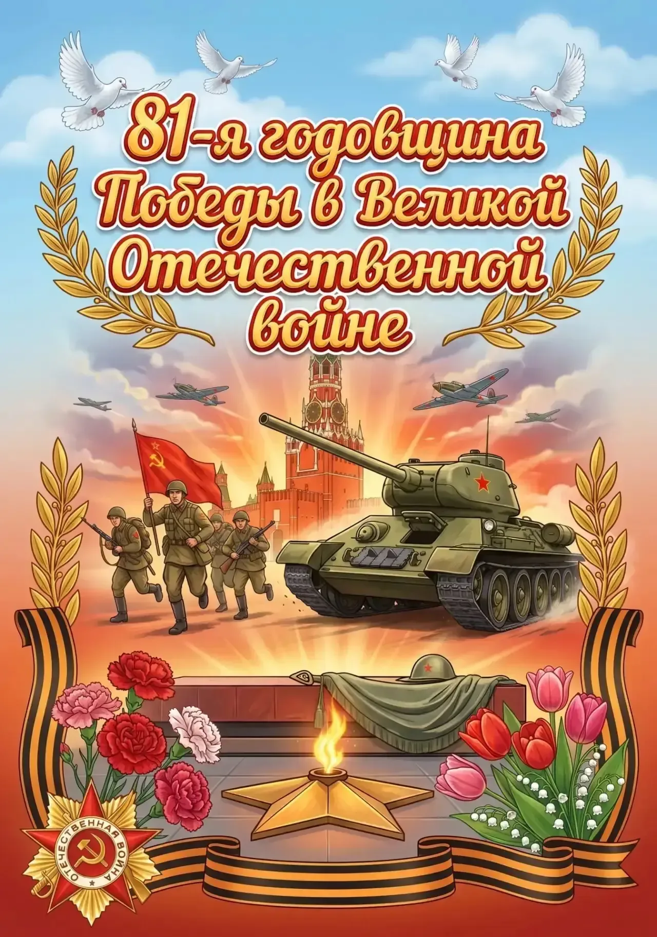 81-я годовщина Великой Победы 🕊️   Наши Юнармейцы в день Великой Победы приняли участие в торжествен