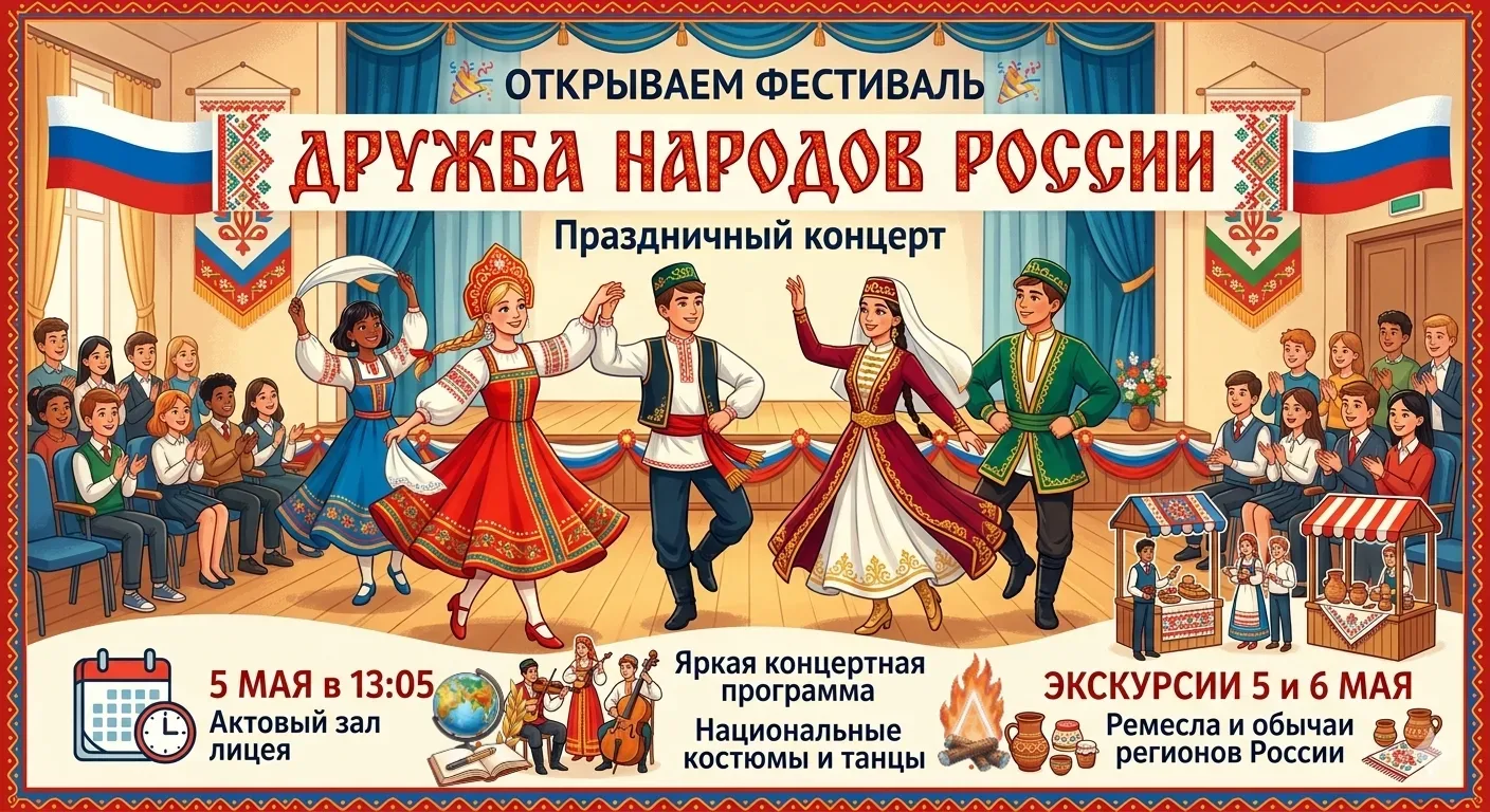 Открываем фестиваль 🎉  🇷🇺 5 мая в 13:05 в актовом зале лицея будет проходить праздничный концерт «Др